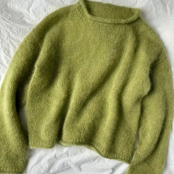 Green Knit Long Sleeves Mohair Pullover Sweater - Picture 1 of 5